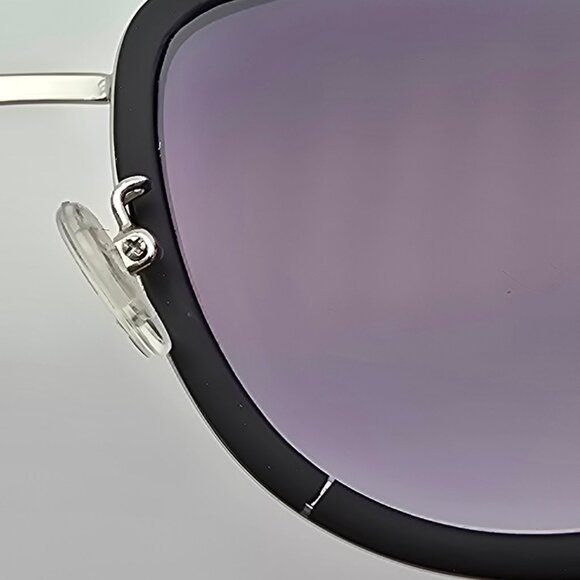 Quay Australia French Kiss Silver Black Frame Smoke Flat Lens Aviator Sunglasses - Picture 11 of 16